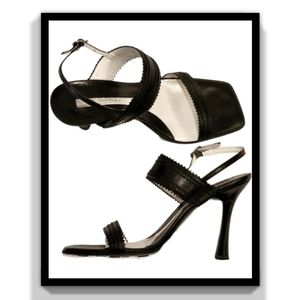 Via Spiga Friar Stitched Leather Detail Sling Back Heels